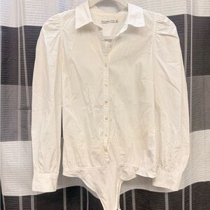 Abercrombie & Fitch White Button-Down Bodysuit Sz Small
